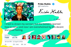 Famous Tweets - Frida Kahlo - I Tried To Drown My Sorrows But They Learned To Swim - PatrickWanisArt