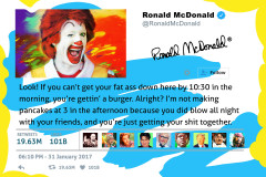 Famous Tweets - Ronald McDonald - ous-Tweets - Get Your Ass Up